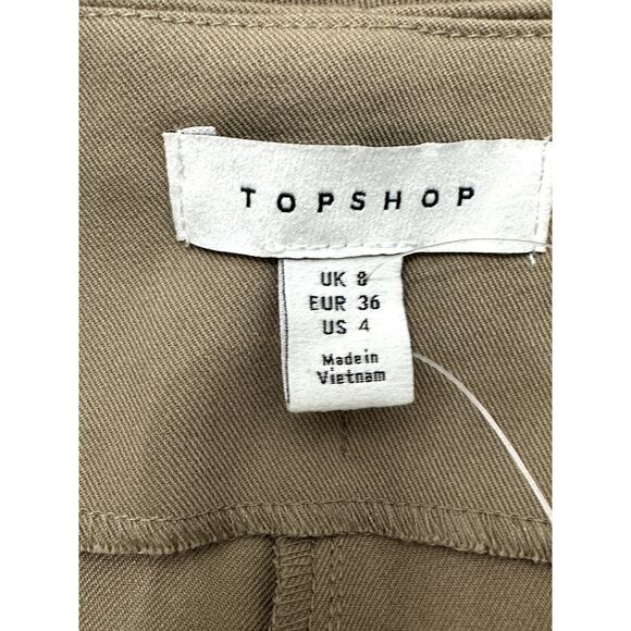 Topshop Crop Pants Slit Ankle Tailored Front Seam Detail Tan/Beige Women's 4 NWT - Picture 9 of 10
